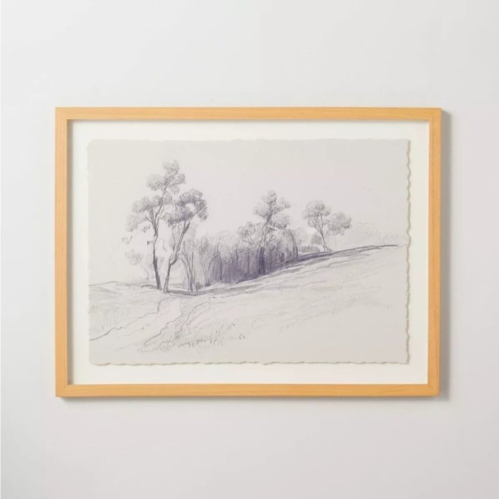 18x24 Hillside Sketch Framed Wall Art Black/White-Hearth & Hand with Magnolia